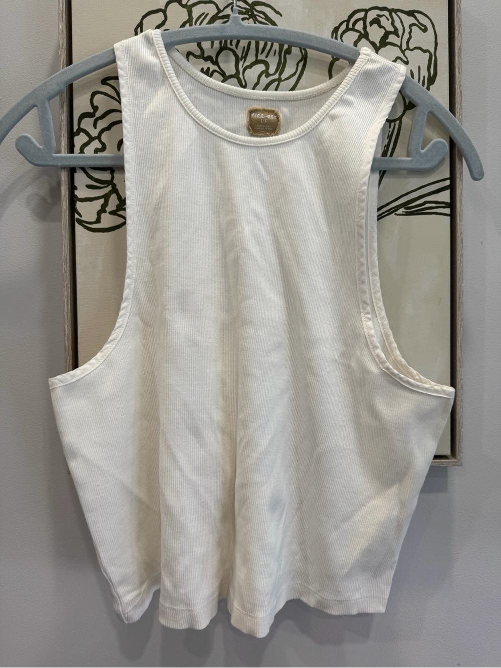 Free People White Cream Ribbed Tank Top Women’s Large ~NEW WITHOUT TAG